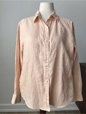 Lauren Ralph Lauren Pale Peach Button-Down Linen Shirt